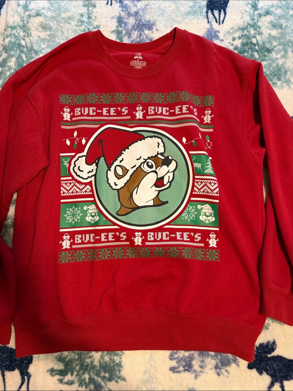 Buc-ee's Red Holiday Crewneck Sweater